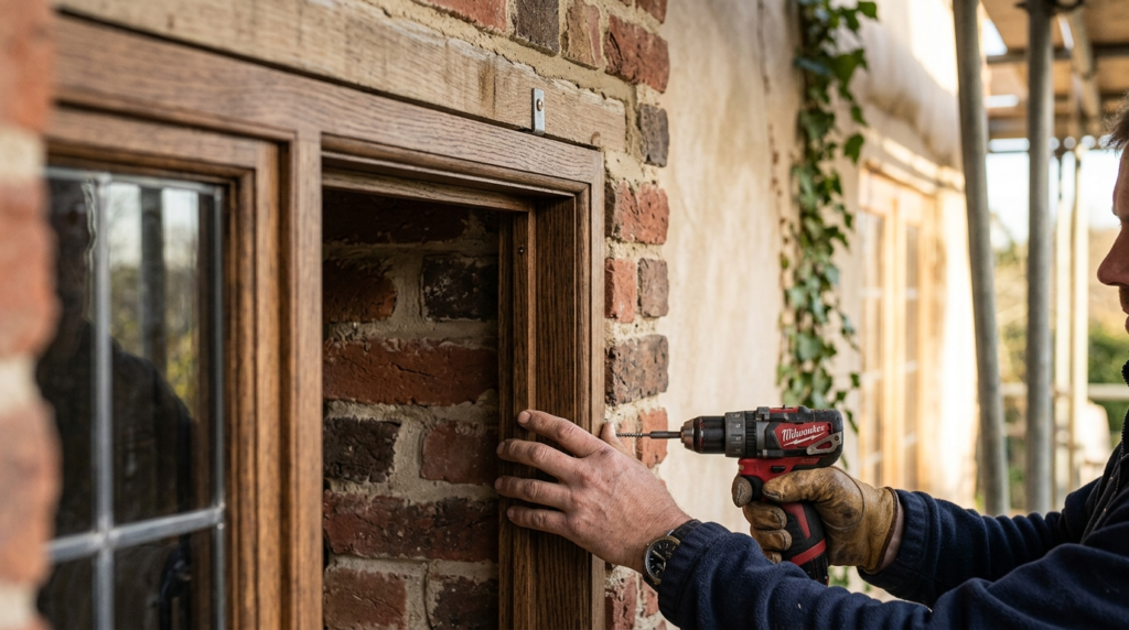 Close-up detail shot of a custom-made specialist window fram