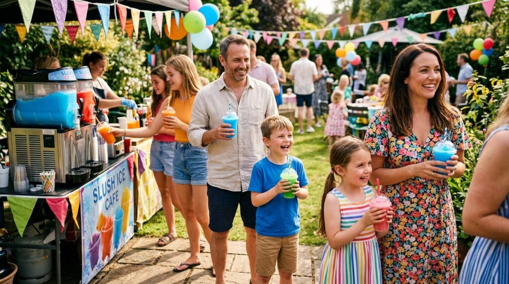 Lifestyle shot of children and adults at a summer garden par